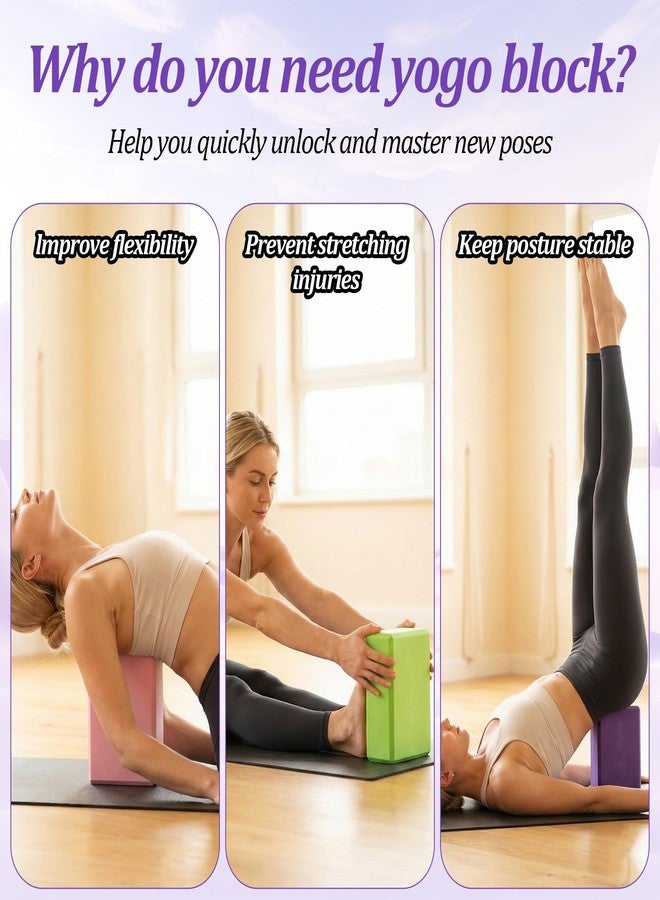 JOUTYFOR 4 Pack Yoga Blocks, High Density Yoga Brick Foam Blocks for Pilates Workout, Improve Strength and Aid Balance and Flexibility, Soft Non Slip Surface for Pilates and Meditation (Multicolor) - Image 5