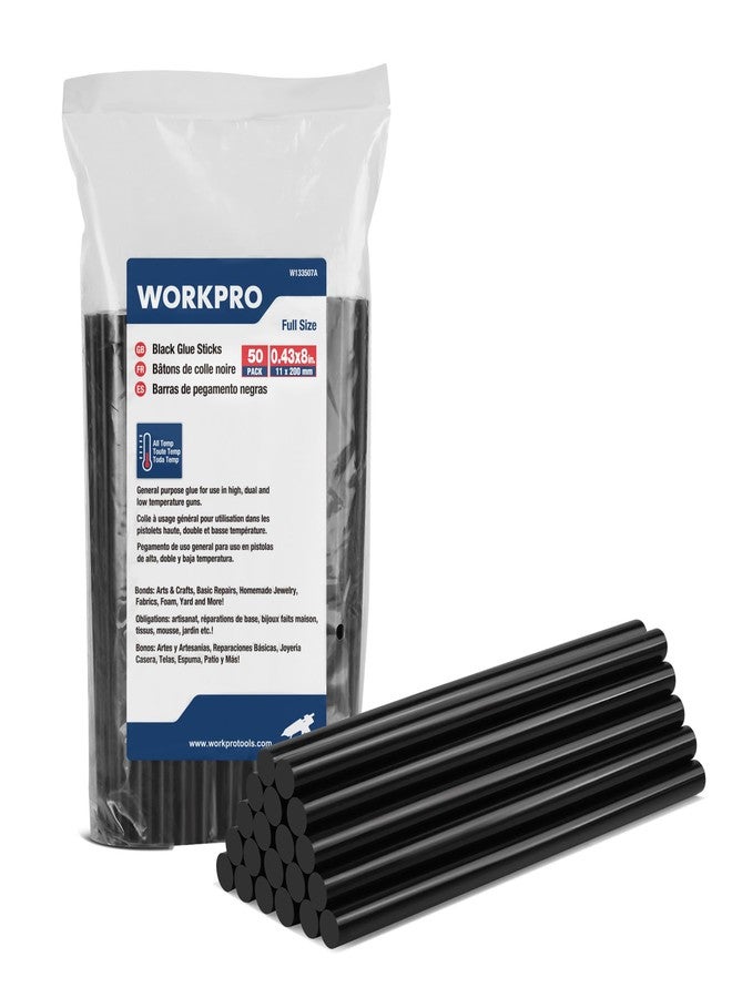 ووركبرو أعواد غراء ساخن سوداء من WORKPRO، عبوة من 50 قطعة، 0.43 بوصة × 8 بوصة - Image 1