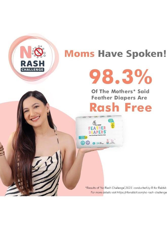 R for Rabbit حفاضات ر للارنب متوسطة الحجم من الريش الفاخر للرضع من 7 إلى 12 كجم (عرض 26 حزمة) - Image 2