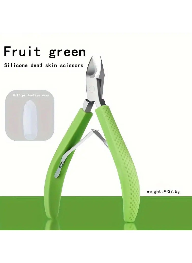 Ucanbe مقص تقليم الجلد المحترف - مقص فولاذي مقاوم للصدأ أخضر لتقليم الجلد الميت والأظافر الزائدة لمانيكير/بيديكير - Image 1