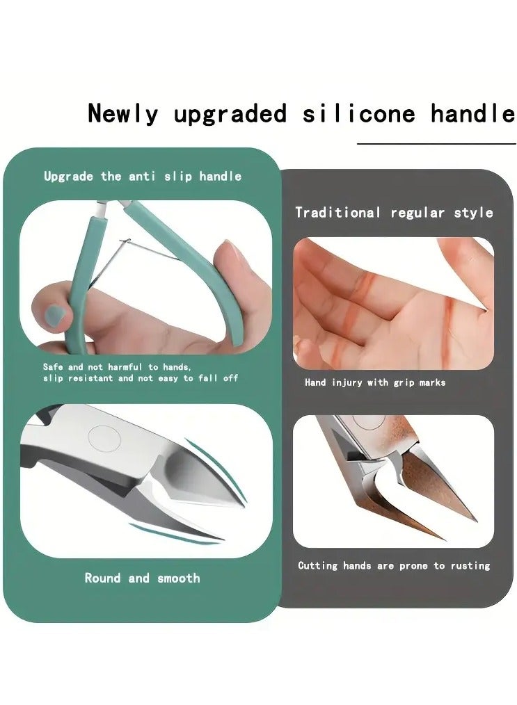 Ucanbe مقص تقليم الجلد المحترف - مقص فولاذي مقاوم للصدأ أخضر لتقليم الجلد الميت والأظافر الزائدة لمانيكير/بيديكير - Image 2