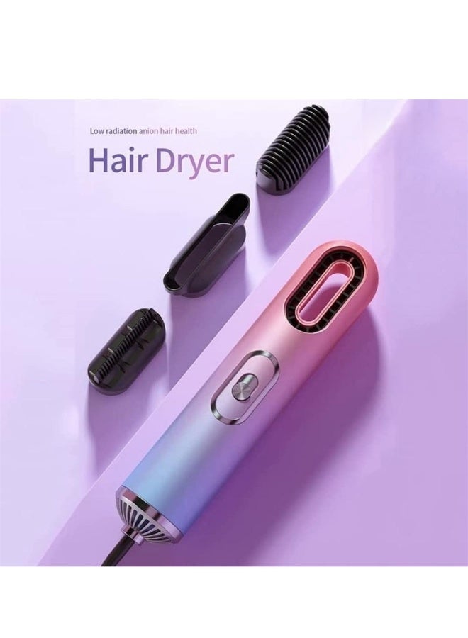 general High Power Hair Dryer, 3 in 1 Extravagant Multifunctional Electric Hair Styler Brush Blow Dryer, 800W Hot Air Brush Leafless Curly Straight Hair Dryer, Purple - Image 2