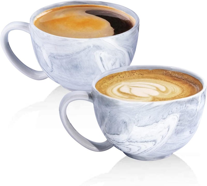 Yundu Yundu 20 oz Grey Marble Ceramics Jumbo Mugs for Coffee Tazas De Cafe Bonitas Latte Mugs Soup Ice Cream Cereal Large Mug for Kitchen - Image 1