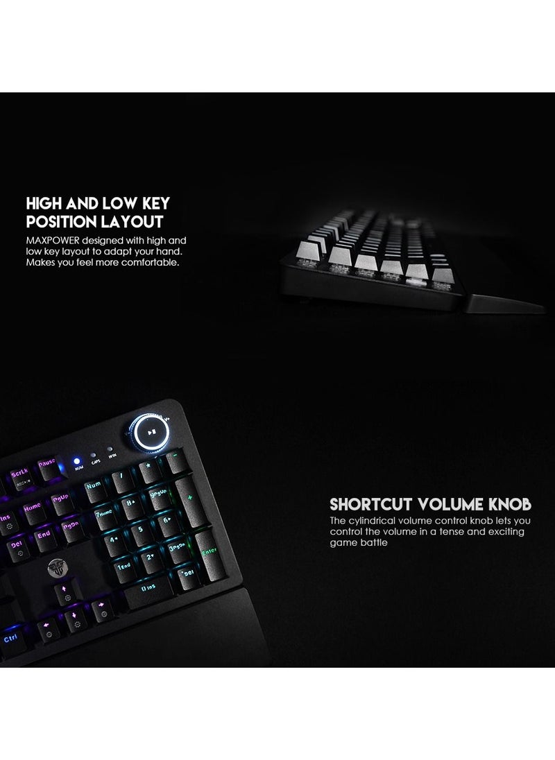 Fantech Max Power MK853 Mechanical RGB Keyboard With Full Anti-Ghosting Keys and wrist support , Blue Mechanical Switch, 50 Million Keys Lifetime, 22 RGB Gradient Modes, Dedicated Media Control - pzsku/ZBB7E0327696532EA2B31Z/45/_/1657109003/22303482-e9fb-4212-81ff-1d3a06f910e6