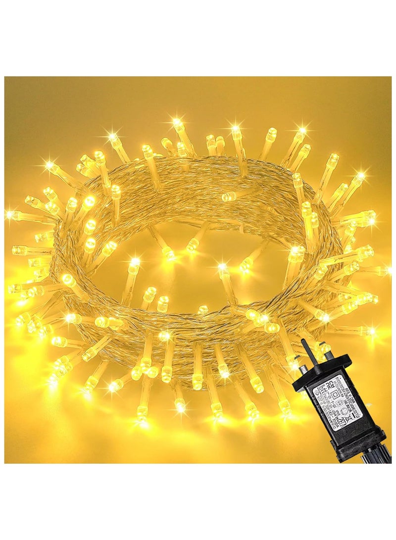 Chocisong 100LED Home Decorative Fairy Lights, 10M Outdoor String Lights, 8 Lighting Modes Plug in, for Wedding, Brithday, Party, Home Decoration (Warm White) - Image 1
