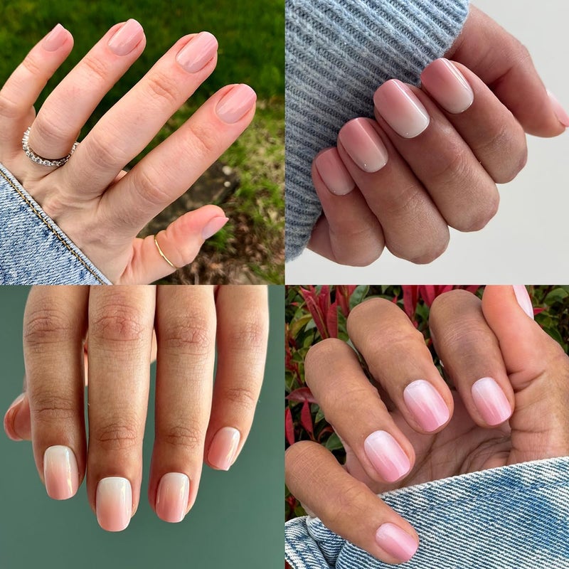 Olive & June Minimalist Instant Mani Press On Nails (Glue) | 42 Fake Nails, 21 Sizes | Non-Toxic, Long-Lasting Barely-There Look | Salon-Quality at Home | Extra Short, Squoval | HZ Syrup Gradient - Image 5
