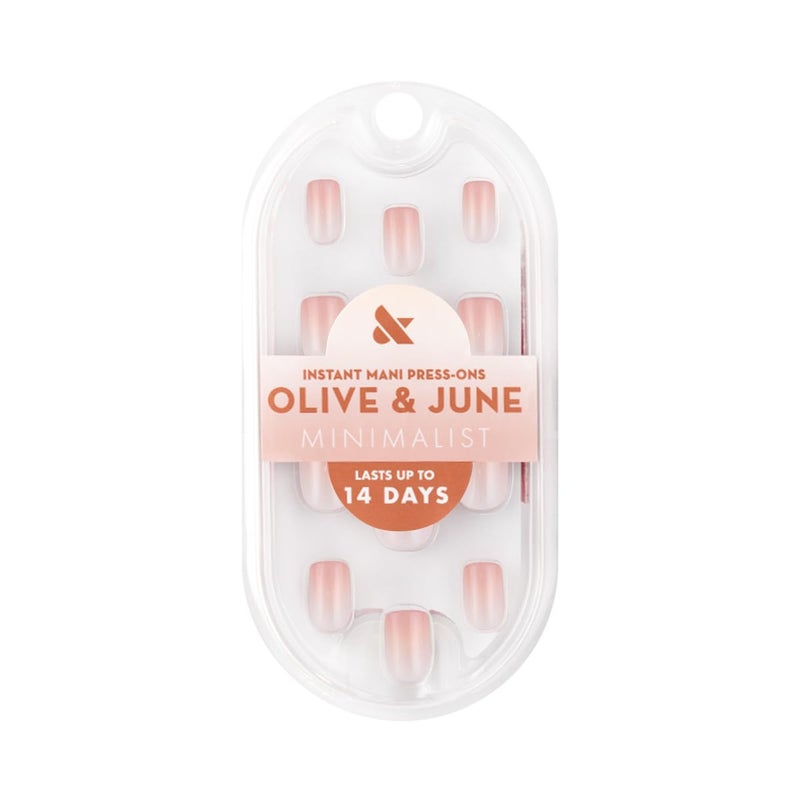Olive & June Minimalist Instant Mani Press On Nails (Glue) | 42 Fake Nails, 21 Sizes | Non-Toxic, Long-Lasting Barely-There Look | Salon-Quality at Home | Extra Short, Squoval | HZ Syrup Gradient - Image 2