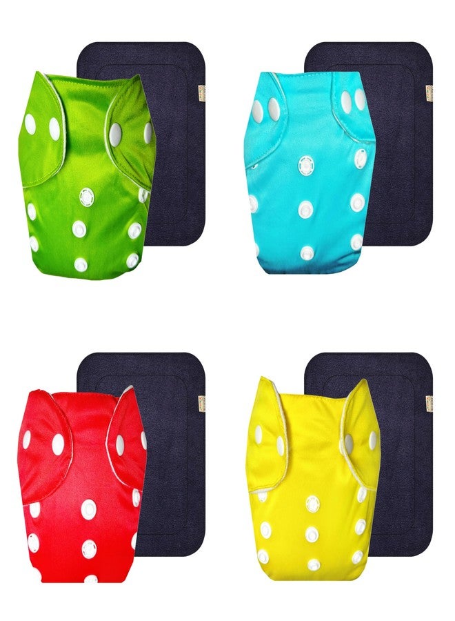 Dumbledo Lite Cloth Diaper with Gray Insert (Pack of 4) | Hypoallergenic | 6-Layer Absorbent Pad | Adjustable Snaps | All-Day Wear | 3 Months - 2 Years | Unisex Baby - Image 1