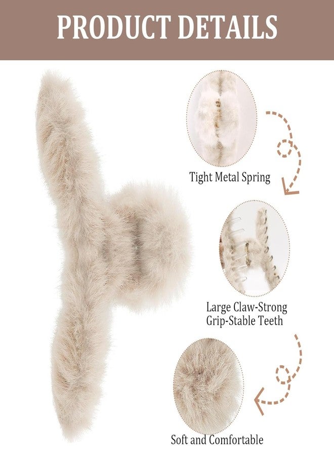 VORSET 4pcs fur combo claw clips for women Fluffy Faux Fur Jumbo Hair Clip, Plush Winter Hair Claw Clip fur hair clutcher Elegant Plush Hair Claw Set - Image 4