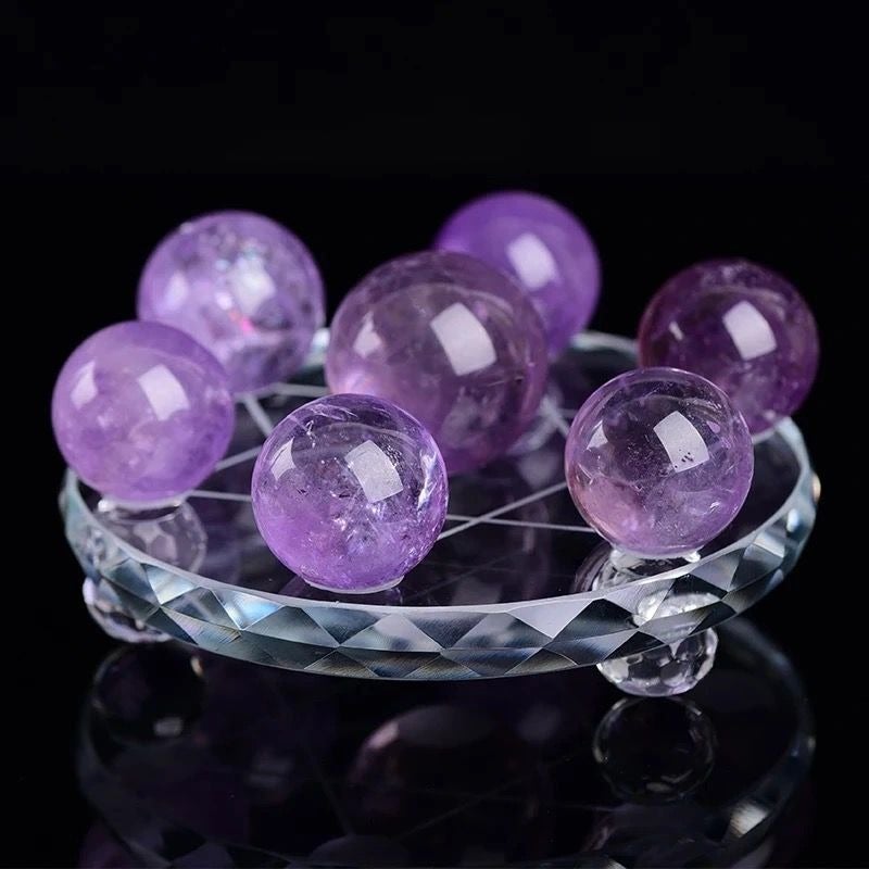 Zhong Bo Zhu Bao Zhongbo Natural Amethyst White Yellow Pink Ball Seven-Star Array Craft Home Office Decor - Image 3
