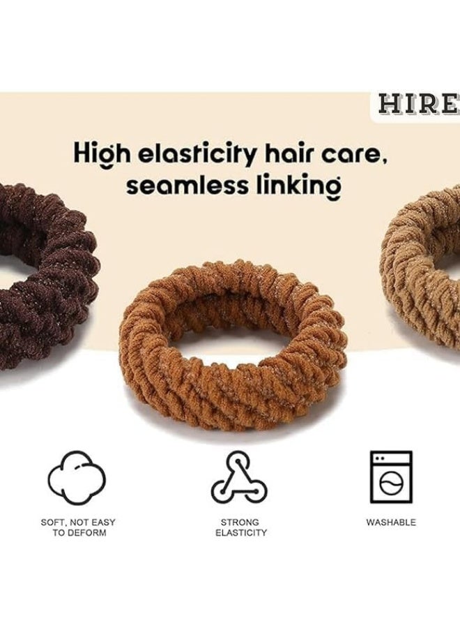 12 Pcs Soft Pony Holders, Elastics Hair Bands for Thick or Curly Hair for Women and Girls, Fancy Hair Ties – Netural Color - Image 2
