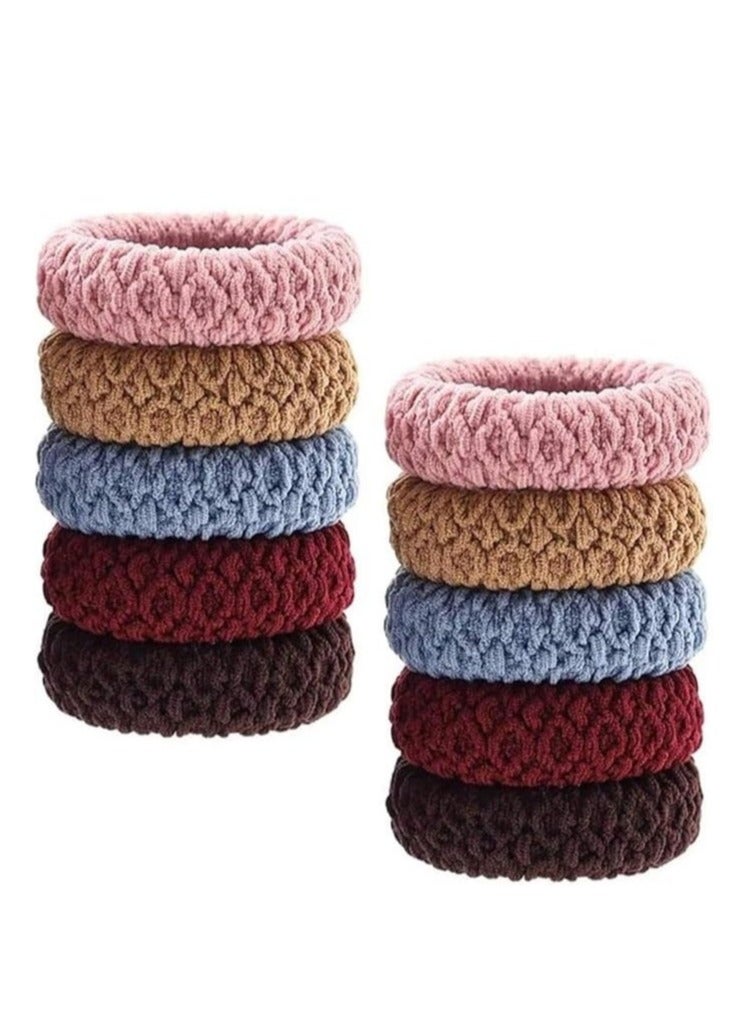 12 Pcs Soft Pony Holders, Elastics Hair Bands for Thick or Curly Hair for Women and Girls, Fancy Hair Ties – Netural Color - Image 1