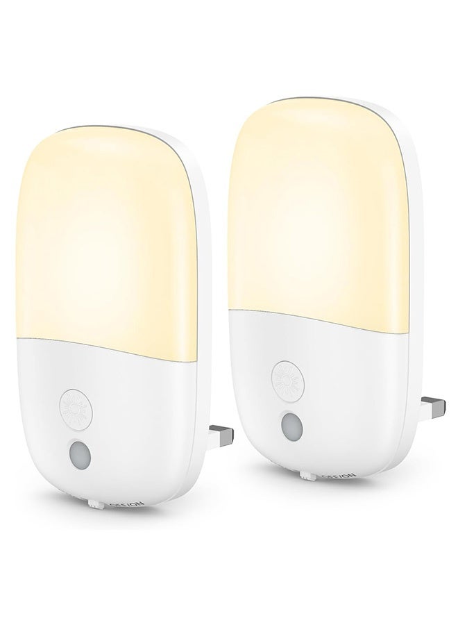 GNAFOTU 2-Pack Motion Sensor Dimmable Night Light, Night Lights Plug into Wall, LED Adjustable Brightness Wall Light for Bedroom, Bathroom, Hallway, Kitchen, Stairway - Image 1