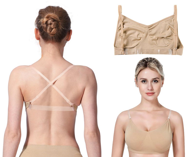 MOLLDAN Professional Ballet Dance Bras for Women&Girls Seamless Freebra with Adjustable Clear Straps No Sponge （QT8B13 - Image 1