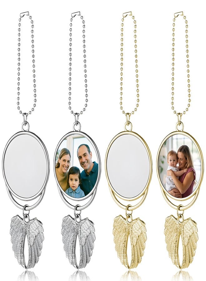 MaehSab 4 Pcs Sublimation Keychain Blanks Car Hanging Ornament, Angel Wings Memorial Metal Sublimation Blanks Pendant, Double Side Key Rings Blanks for Sublimation DIY Craft Christmas Decor - Image 1