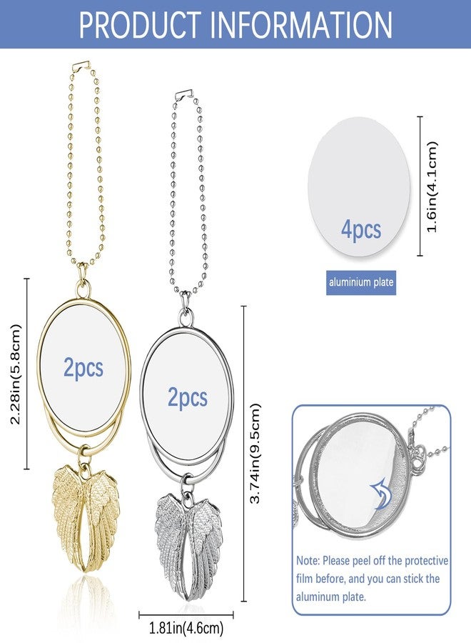 MaehSab 4 Pcs Sublimation Keychain Blanks Car Hanging Ornament, Angel Wings Memorial Metal Sublimation Blanks Pendant, Double Side Key Rings Blanks for Sublimation DIY Craft Christmas Decor - Image 2