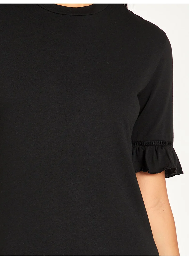 كلوزيت باي ستايلي Ruffle Trim Detail Short Sleeves Midi Sleep Nightdress