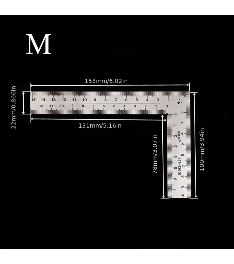 L Shaped Ruler Metal Measuring Layout Tool Square Small Frame S Size - Image 5