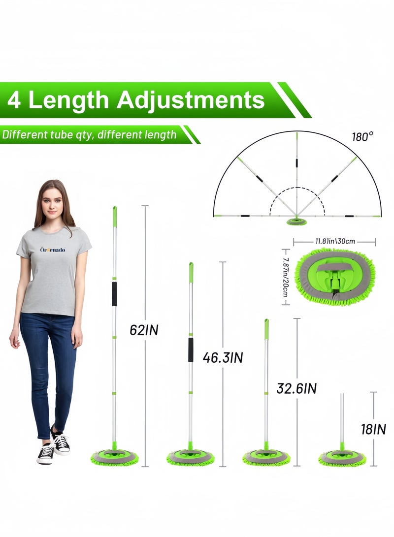 nihao 62" Car Wash Brush Kit Mitt Mop Sponge with Long Handle Chenille Microfiber Car Cleaning Brush Kit Supplies Car Washing Mop Kit Car Care Kit of Scratch-free Replacement Head for Car RV Truck - Image 2