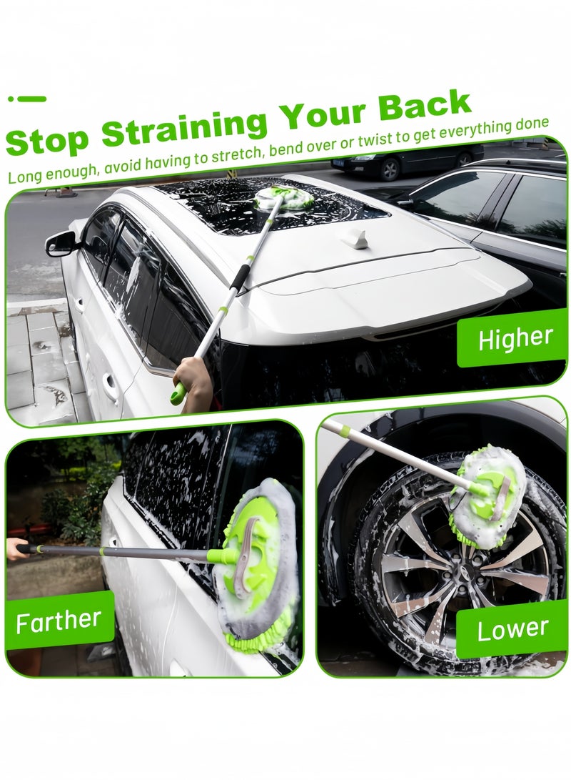 nihao 62" Car Wash Brush Kit Mitt Mop Sponge with Long Handle Chenille Microfiber Car Cleaning Brush Kit Supplies Car Washing Mop Kit Car Care Kit of Scratch-free Replacement Head for Car RV Truck - Image 3