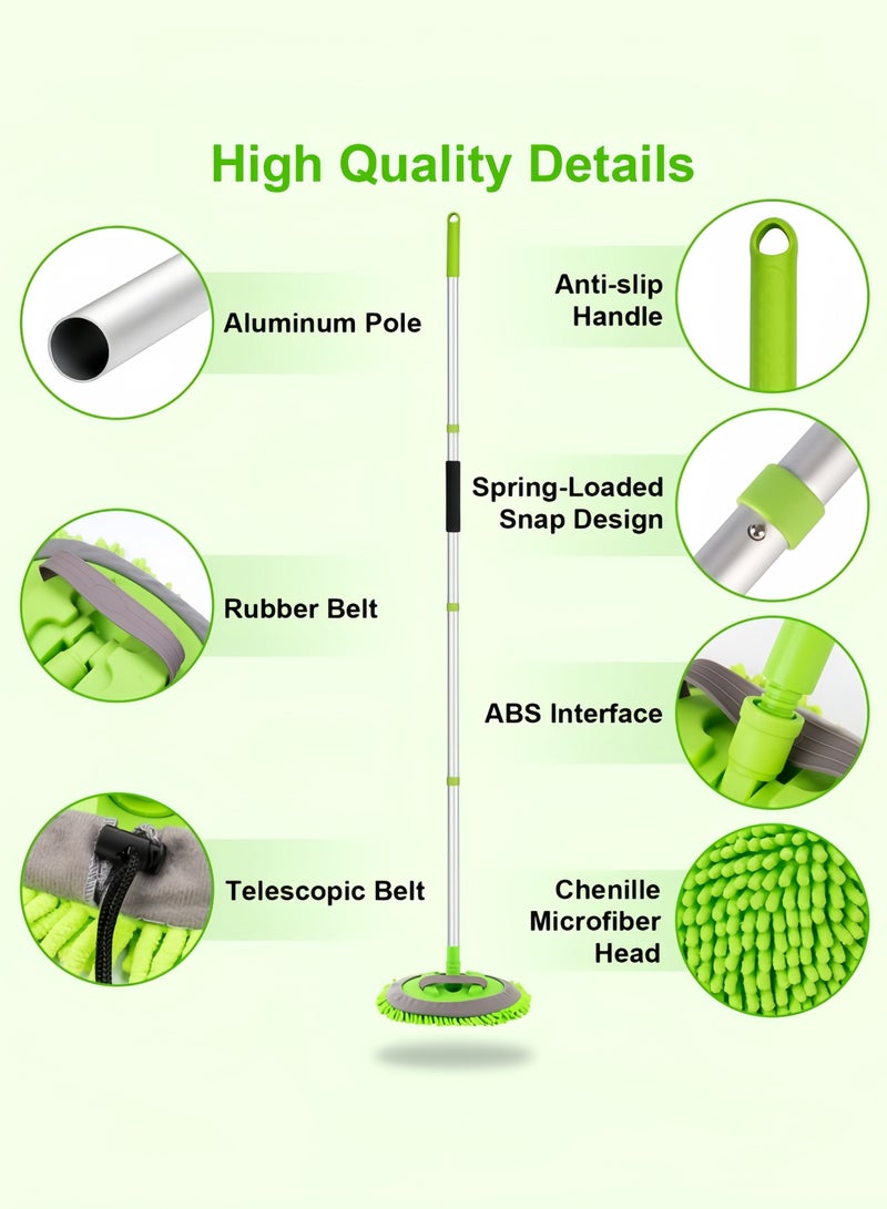 nihao 62" Car Wash Brush Kit Mitt Mop Sponge with Long Handle Chenille Microfiber Car Cleaning Brush Kit Supplies Car Washing Mop Kit Car Care Kit of Scratch-free Replacement Head for Car RV Truck - Image 4