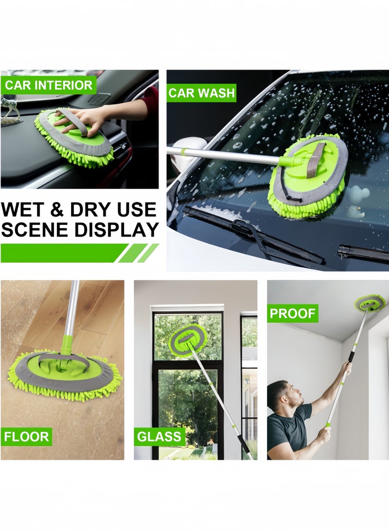 nihao 62" Car Wash Brush Kit Mitt Mop Sponge with Long Handle Chenille Microfiber Car Cleaning Brush Kit Supplies Car Washing Mop Kit Car Care Kit of Scratch-free Replacement Head for Car RV Truck - Image 5