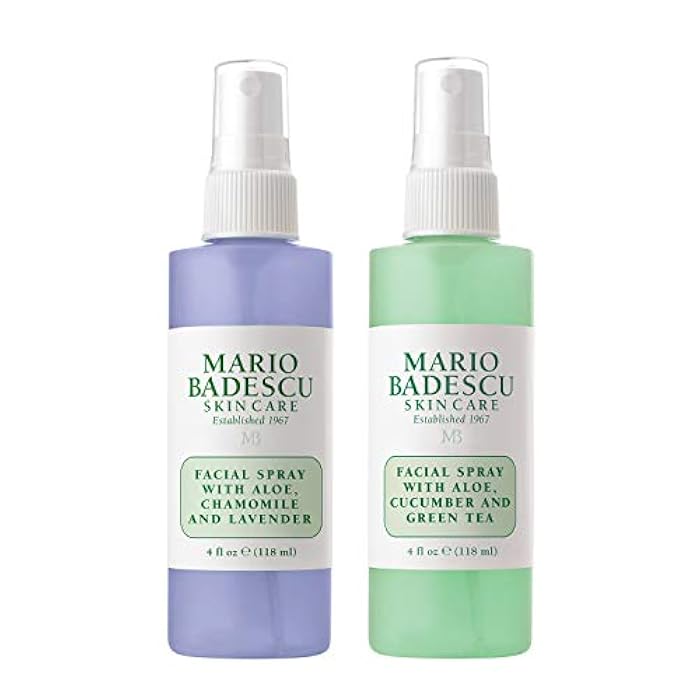 Mario Badescu Facial Spray Duo - Includes Aloe, Chamomile & Lavender PLUS Aloe, Cucumber & Green Tea Toner for Face, Neck or Hair - Cooling and Hydrating Face Mist for All Skin Types, Dewy Finish - Image 1