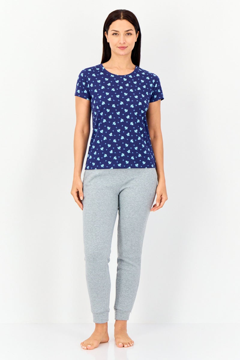 Zivame x Rosaline Women Crew Neck Floral Print Short Sleeve Sleepwear Top, Multicolor - Image 3