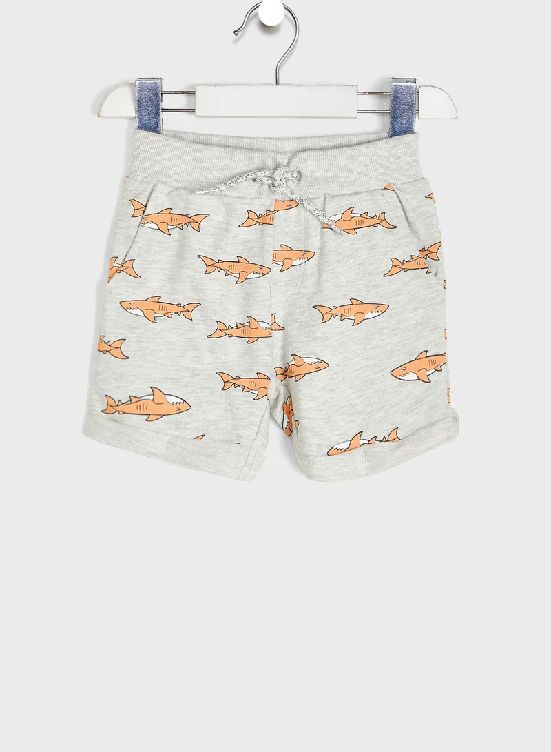 NAME IT Kids Shark Fish Print Shorts