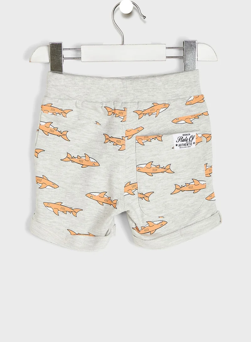 NAME IT Kids Shark Fish Print Shorts