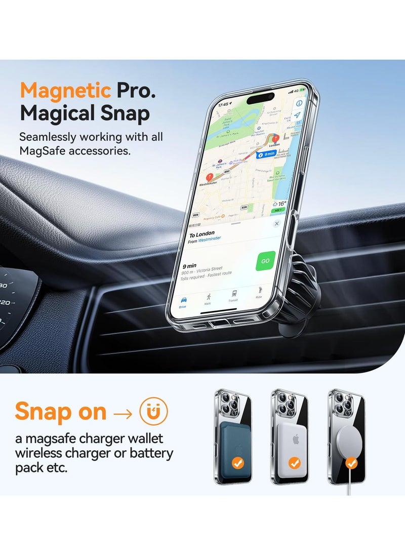 URBBKING - Magnetic Case for iPhone 16 Pro Compatible with MagSafe Wireless Charging, Shockproof Phone Bumper Cover, Anti-Scratch Clear Back - Image 1
