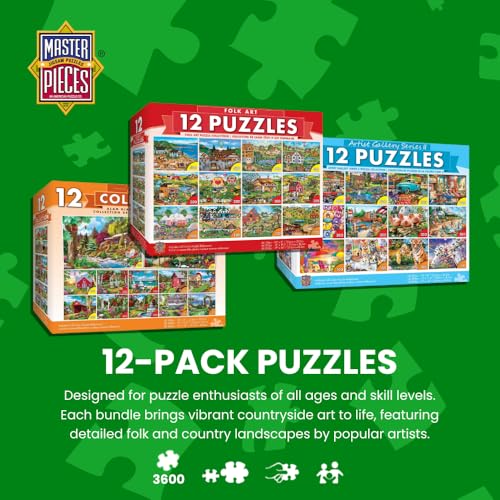 MasterPieces 12 Pack Jigsaw Puzzles for Adults Family Or Kids Artist Gallery 12Pack Bundle 500 300 and 100 Piece Puzzles - Image 5