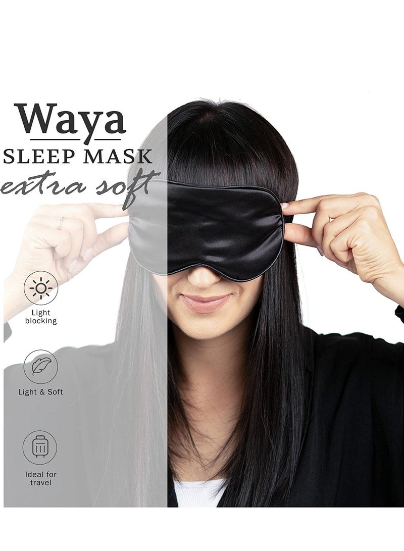 WAYA 3D Limited Silk Sleep Eye Mask for Men Women with Adjustable Strap - 3D Tailored Cup with Adaptable Sponge - Sleeping Mask & Blindfold - Block Upto 100% Light - Eye Shade Cover Black - Image 2