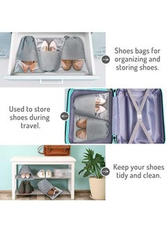 Ocean 5 Pcs Travel Shoe Bags, Portable Large Drawstring Bags Shoes Storage Organizer Non-Woven Bags, with Transparent Slot Dust Proof Pouch Space Saving for Daily Travel Men and Women  - Image 4