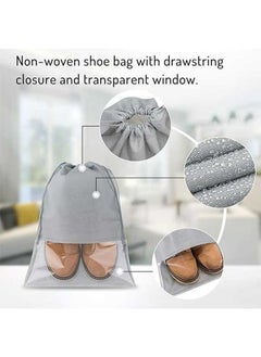 Ocean 5 Pcs Travel Shoe Bags, Portable Large Drawstring Bags Shoes Storage Organizer Non-Woven Bags, with Transparent Slot Dust Proof Pouch Space Saving for Daily Travel Men and Women  - Image 5