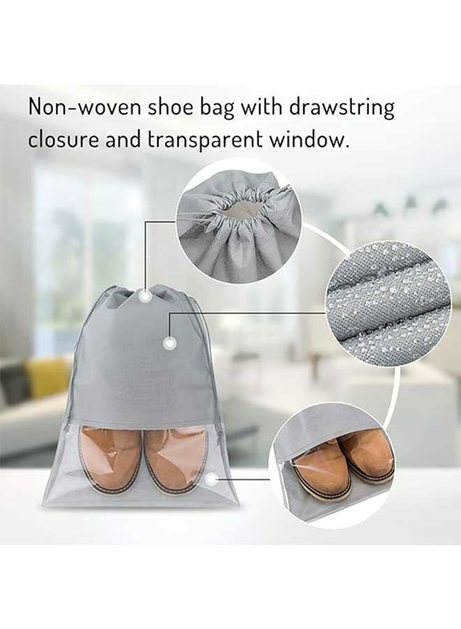 Ocean 5 Pcs Travel Shoe Bags, Portable Large Drawstring Bags Shoes Storage Organizer Non-Woven Bags, with Transparent Slot Dust Proof Pouch Space Saving for Daily Travel Men and Women  - Image 5