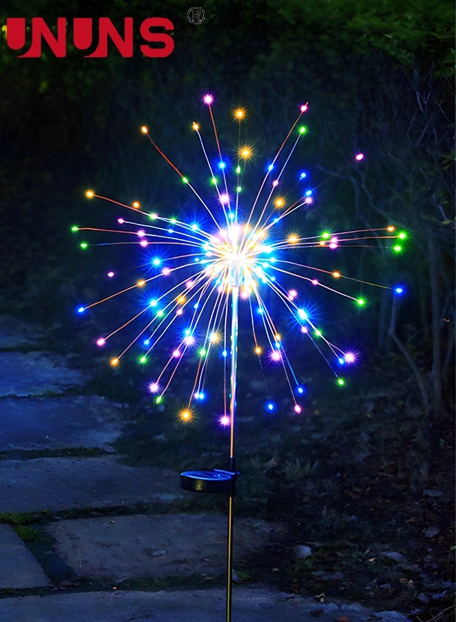 UNUNS Solar Powered Light,90 LED Multi Color Outdoor Waterproof Solar Firework Decor Lights For Backyard Pathway,LED Copper Wire Solar Lights With 2 Modes - Image 1