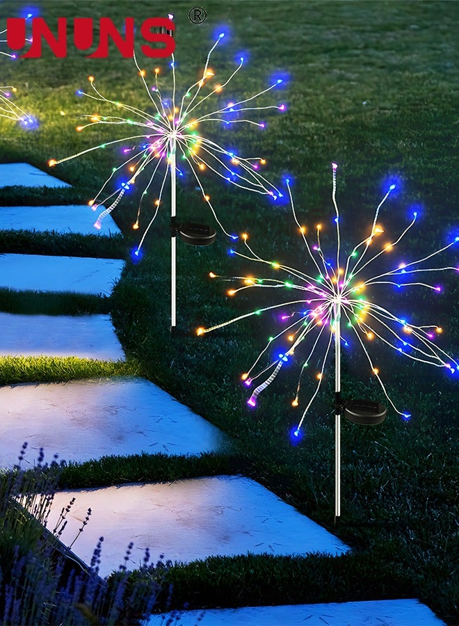 UNUNS Solar Powered Light,90 LED Multi Color Outdoor Waterproof Solar Firework Decor Lights For Backyard Pathway,LED Copper Wire Solar Lights With 2 Modes - Image 5