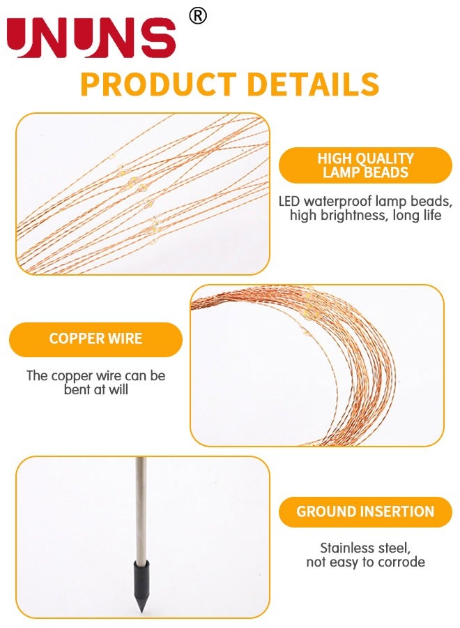 UNUNS Solar Powered Light,90 LED Multi Color Outdoor Waterproof Solar Firework Decor Lights For Backyard Pathway,LED Copper Wire Solar Lights With 2 Modes - Image 3