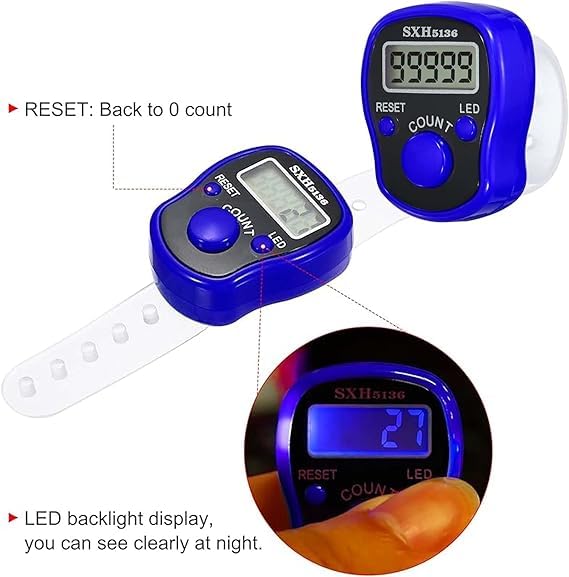 SpiderJuice 99999 5 Digit Multiuse Digital Electronic Portable Mini Hand Tally Clicker Counter Finger Ring Mantra Jaap Device Machine Cricket Umpire Counting Zikr Ziker Dhikr (5136) - Image 5