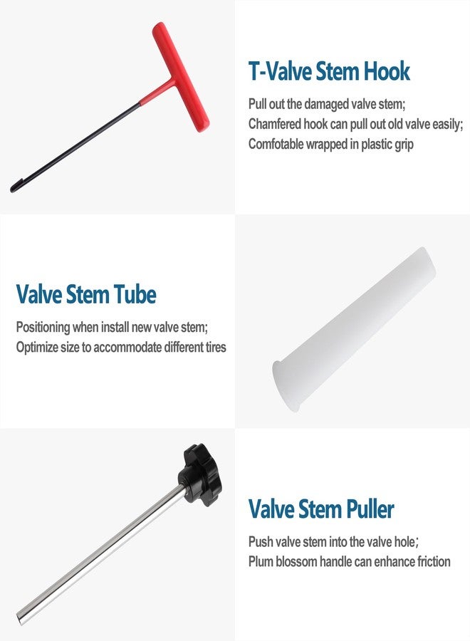 ZHSMS Valve Stem Core Removal Replacement Tool Kit, Tire Valve Stem Removal Tool and TR412, TR413, TR414 Tire Snap in Short Rubber Valve Stem, 4 Way Valve Core Remover(45 PCS) - Image 5