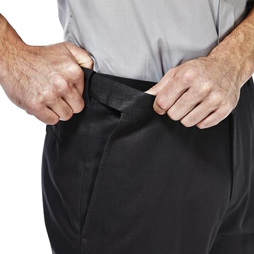 Haggar mens Premium No Iron Khaki Classic Fit Expandable Waist Flat Front Pant, Black, 38x34 - Image 2