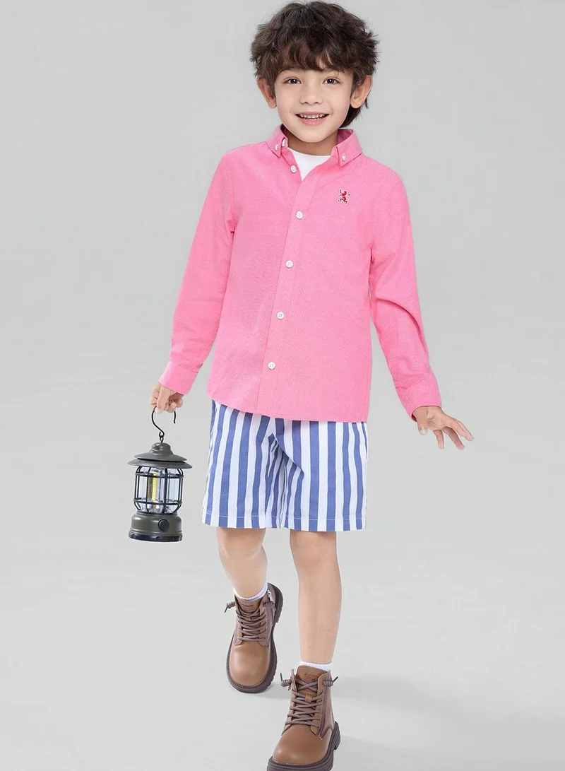 GIORDANO  Kid's Cotton Oxford Long Sleeve Shirt with Embroidery  | Best Price UAE