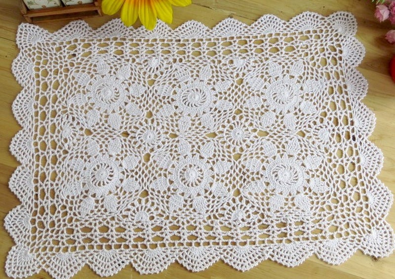 Laivigo Handmade Crochet Lace Table Cloth Doilies DoilyRectangle16 x 24 InchWhite