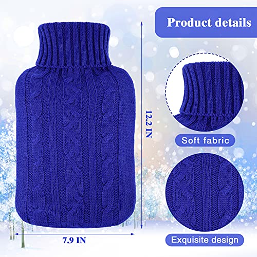 Vesici 2 Pieces Hot Water Bottle Cover Soft Cover Only Knitted Hot Water Bottle Sweater for Winter Compress and Cold Therapy, Menstrual Cramps, Neck, Shoulder Pain Relief(RoyalBlue, Grey) - Image 5