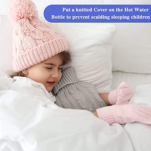 Vesici 2 Pieces Hot Water Bottle Cover Soft Cover Only Knitted Hot Water Bottle Sweater for Winter Compress and Cold Therapy, Menstrual Cramps, Neck, Shoulder Pain Relief(RoyalBlue, Grey) - Image 2