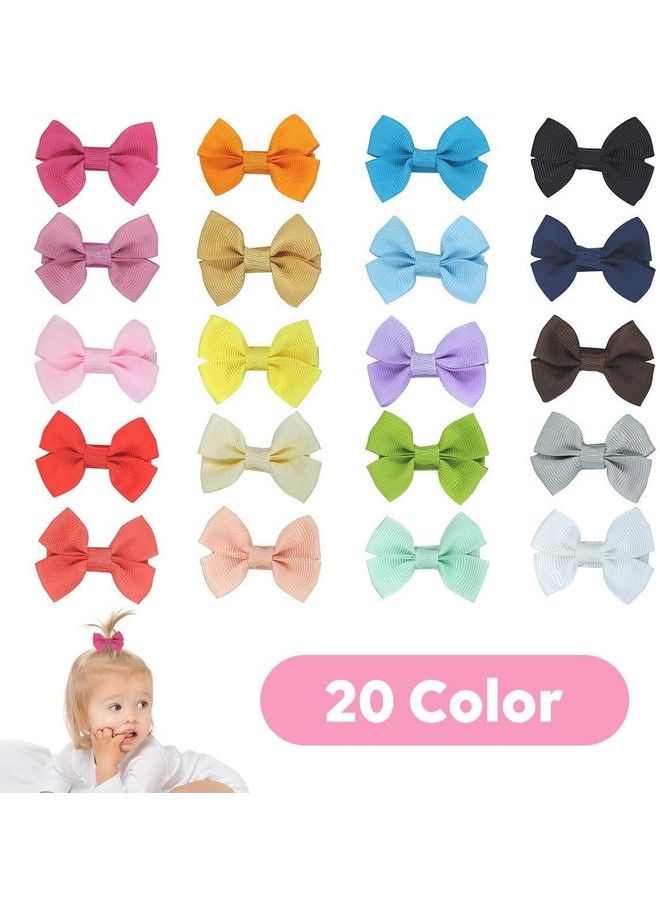 maycreate 20 Hair Clips Mini Hair Bow Grosgrain Ribbon Hair Bows With Alligator Clips For Baby Girls Toddlers Kids 20 Colors(2.4 Inch) - Image 4