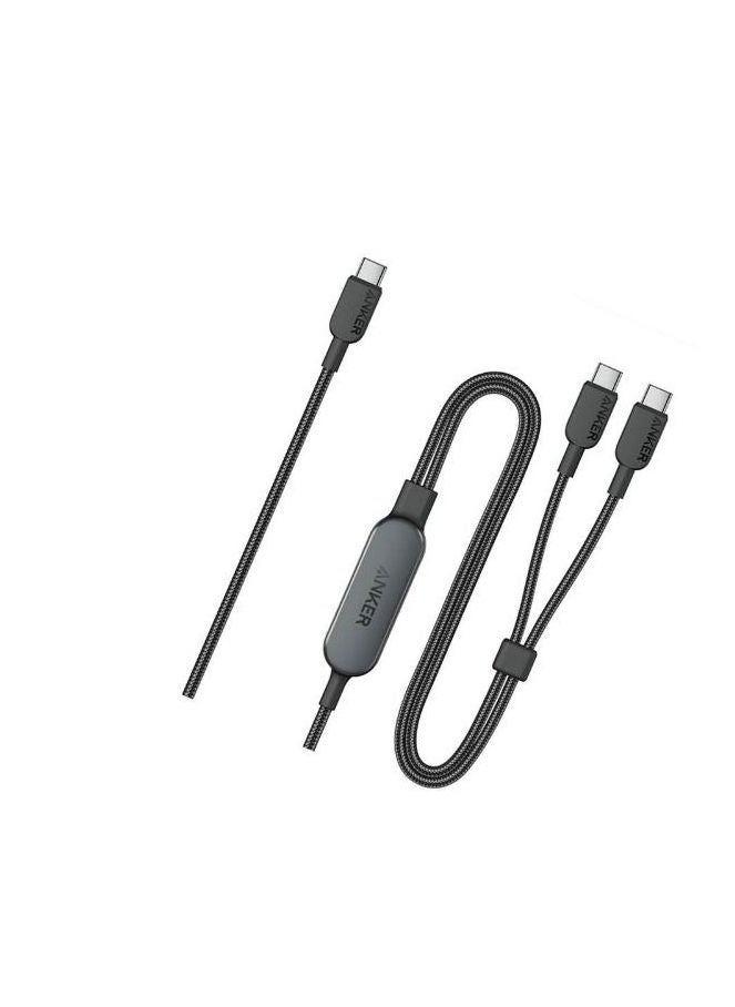 Anker Anker 2-in-1 USB C to USB C 140W Braided Fast Charging Cable A8895H11 - Black  - Image 2