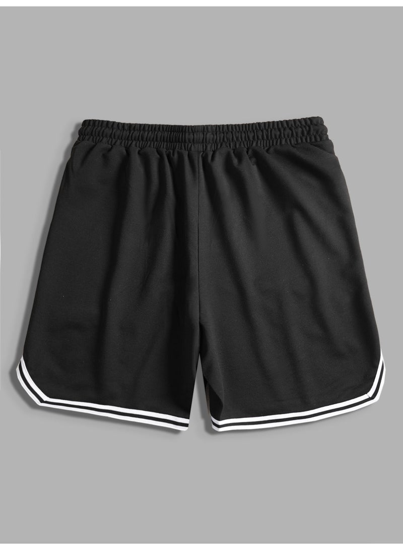 شورت كرة السلة الرجالي 23 باللون الأبيض مع حواف ريترو وشورت رياضي أسود - Image 2