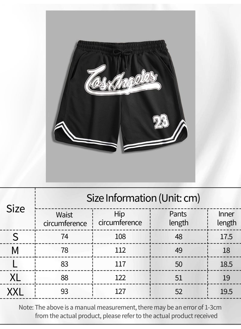 شورت كرة السلة الرجالي 23 باللون الأبيض مع حواف ريترو وشورت رياضي أسود - Image 4